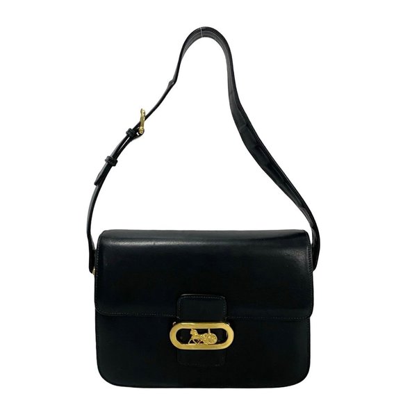 CELINE Vintage Logo Carriage Hardware Calf Leather Semi-Sized One-Shoulder Ba... - Picture 1 of 8